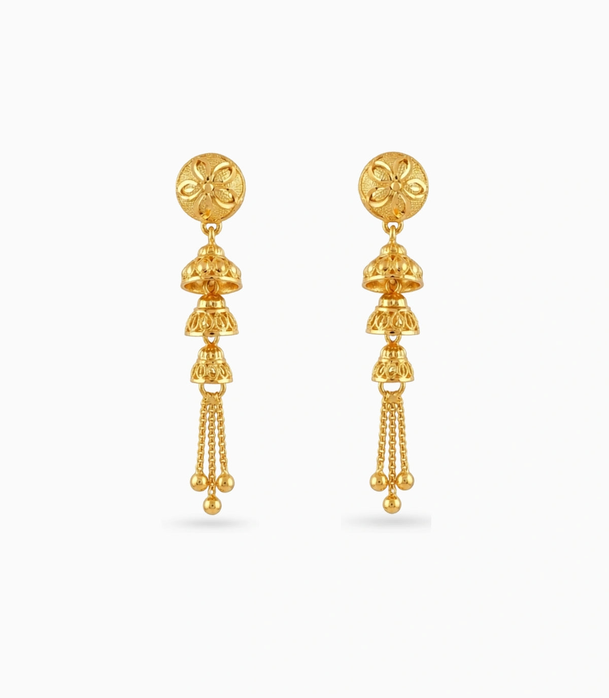 Gold Plated Vintage Layered Dangler Earrings