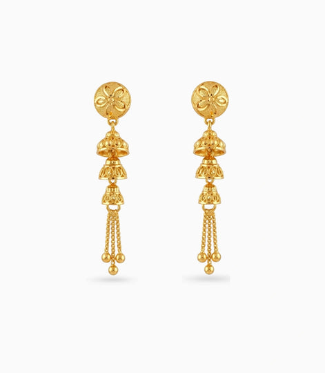 Gold Plated Vintage Layered Dangler Earrings