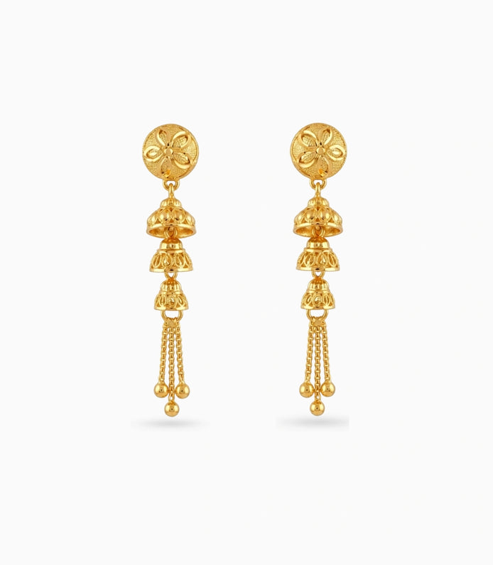 Gold Plated Vintage Layered Dangler Earrings