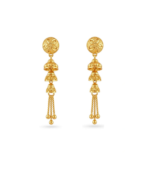 Gold Plated Vintage Layered Dangler Earrings