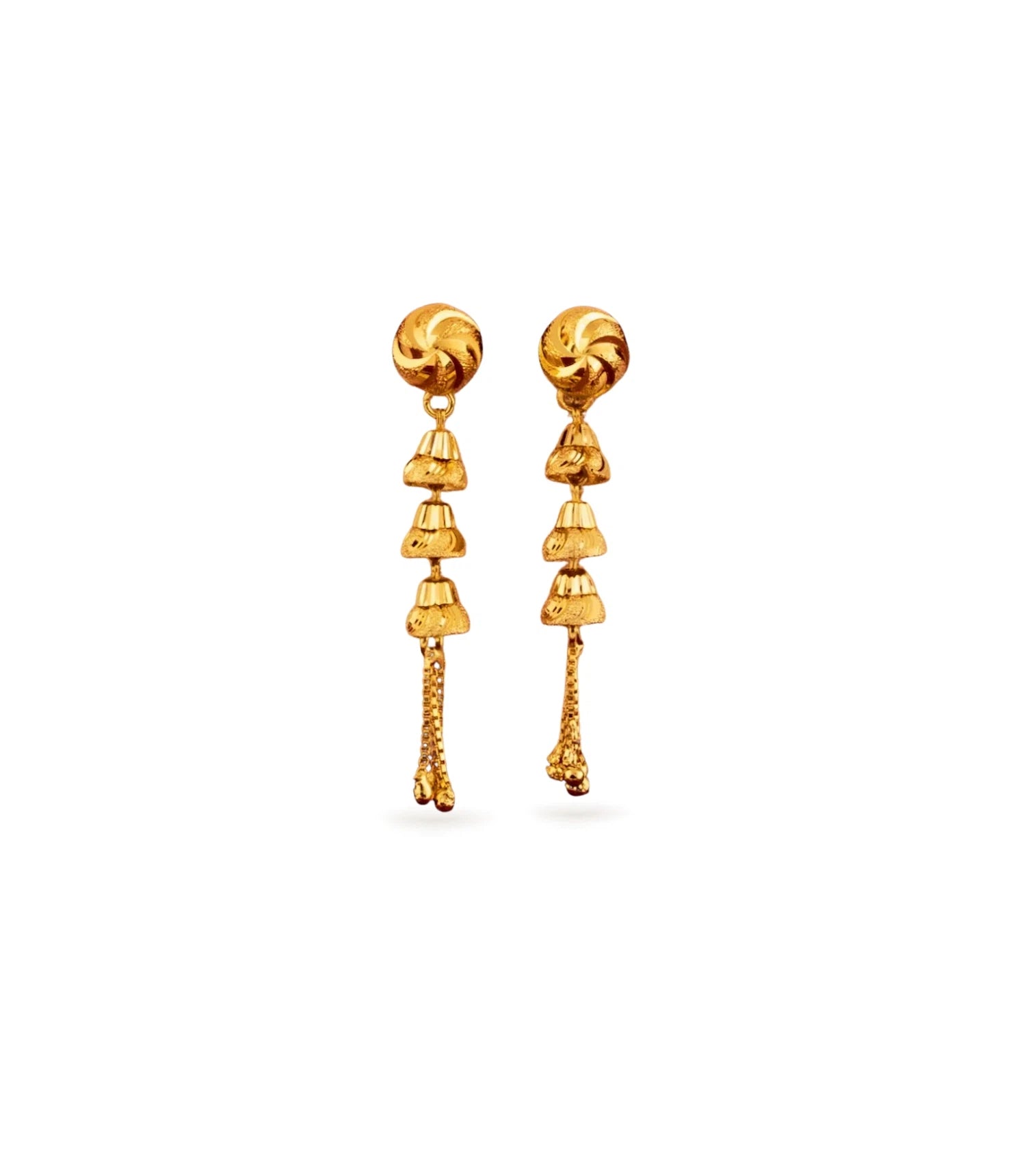 Gold Plated 3 Layered Dangler Earrings