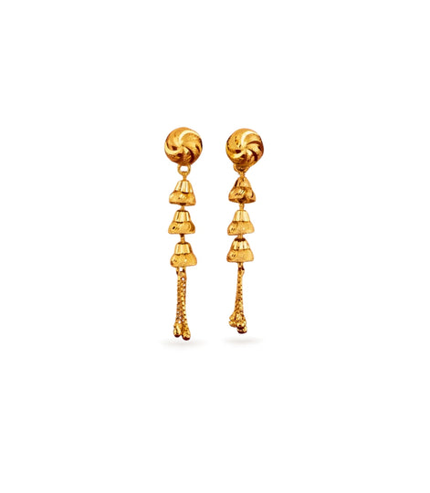 Gold Plated 3 Layered Dangler Earrings