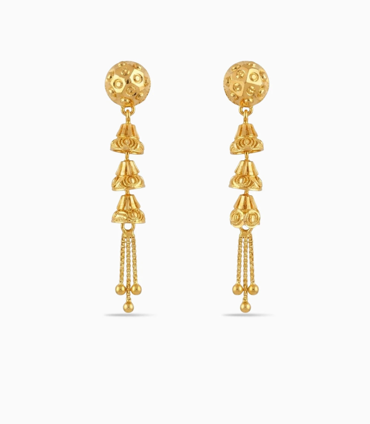 Gold Plated Three-Tier Dangler Earrings