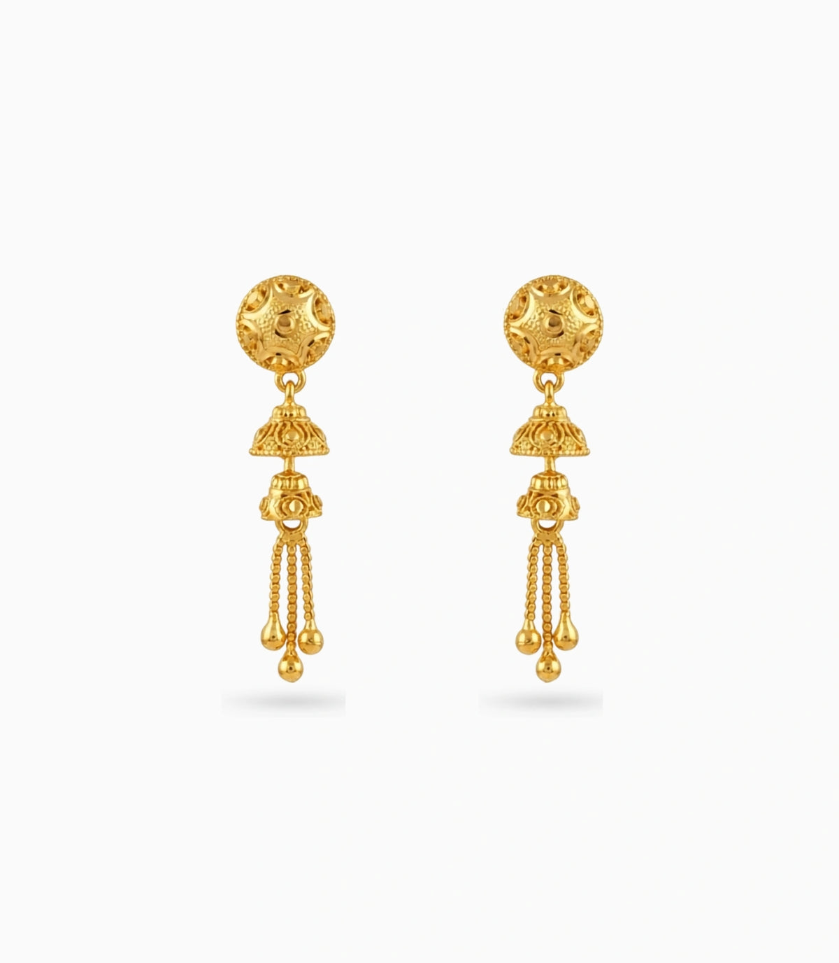 Gold Plated Bell Jhumki Dangler Earrings