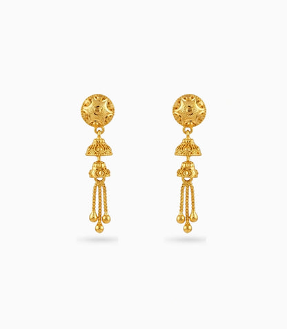 Gold Plated Bell Jhumki Dangler Earrings