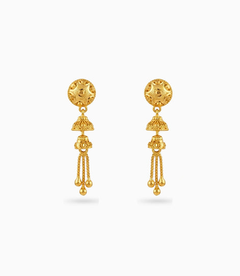 Gold Plated Bell Jhumki Dangler Earrings
