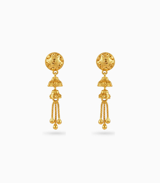 Gold Plated Bell Jhumki Dangler Earrings