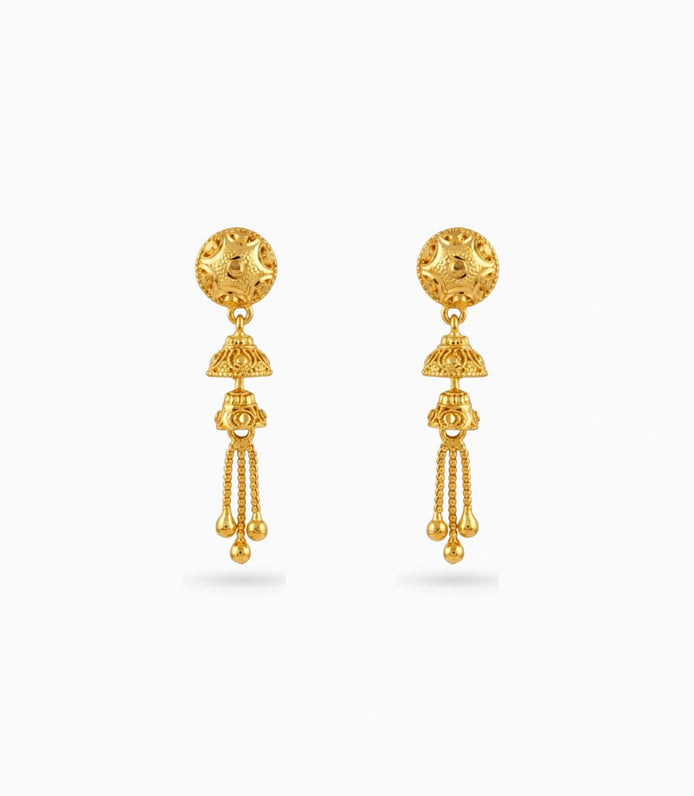 Gold Plated Bell Jhumki Dangler Earrings