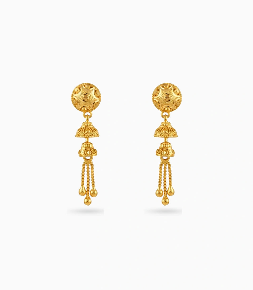 Gold Plated Bell Jhumki Dangler Earrings