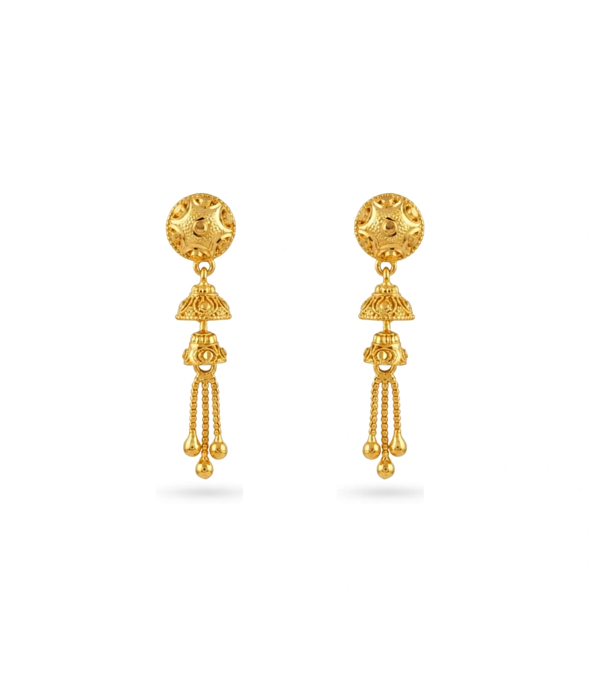 Gold Plated Bell Jhumki Dangler Earrings