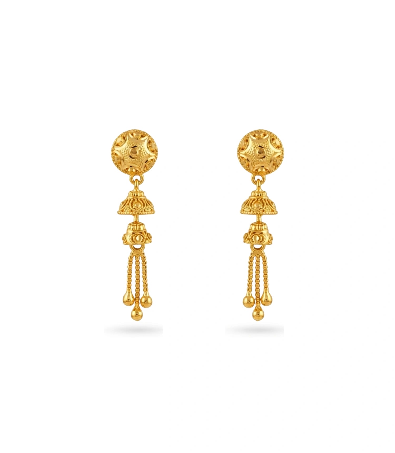 Gold Plated Bell Jhumki Dangler Earrings