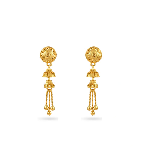Gold Plated Bell Jhumki Dangler Earrings