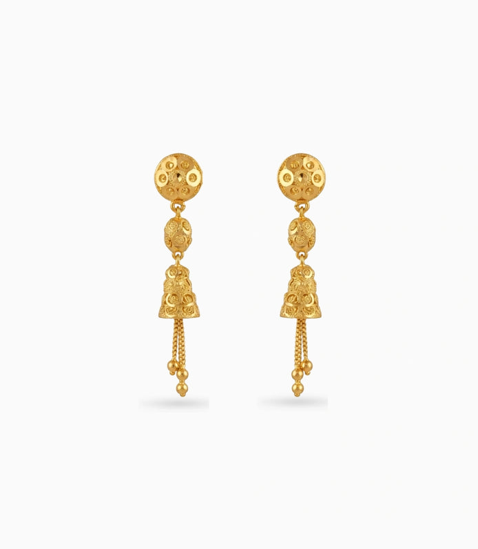 Gold Plated Designed Dangler Earrings