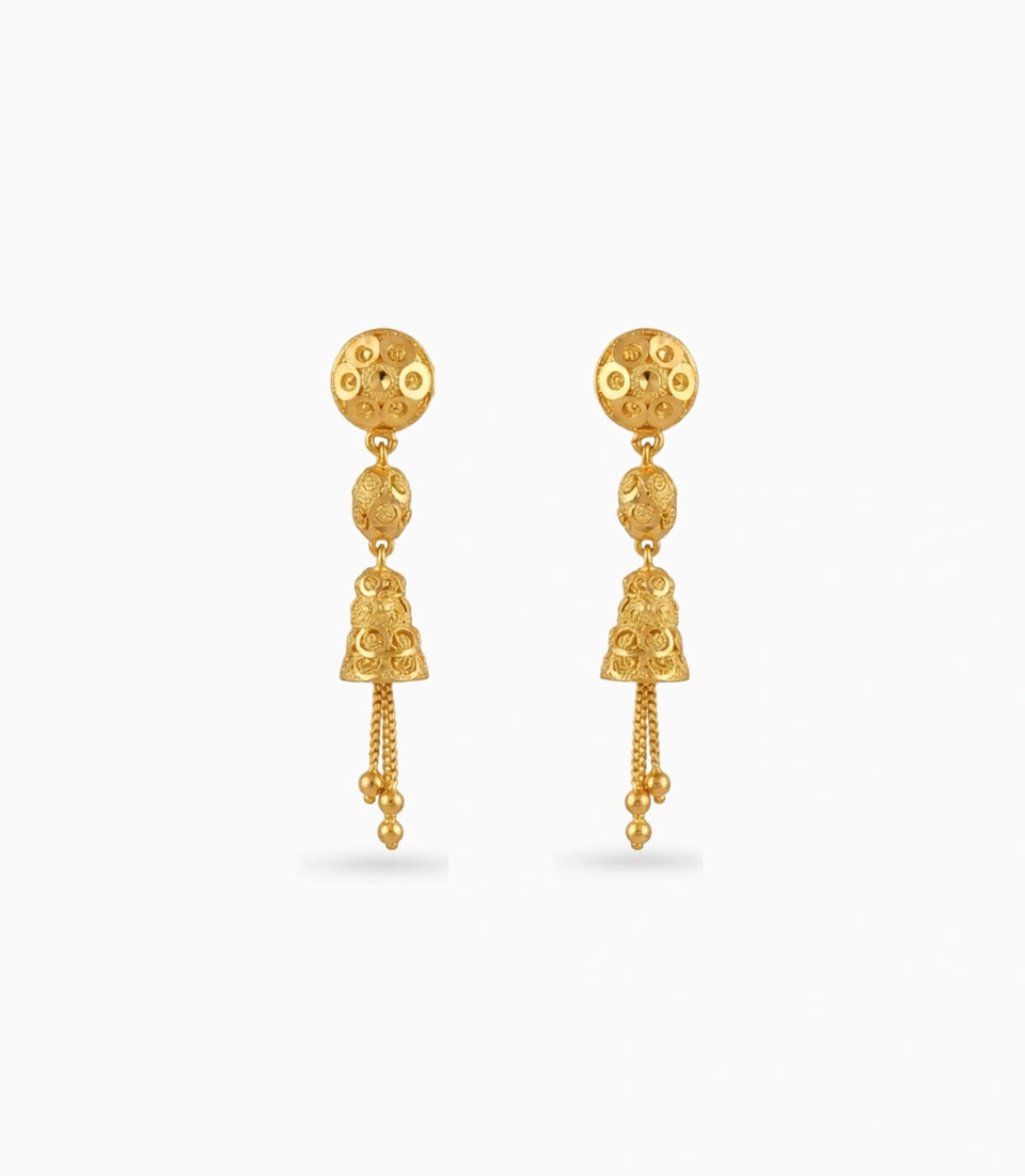 Gold Plated Designed Dangler Earrings