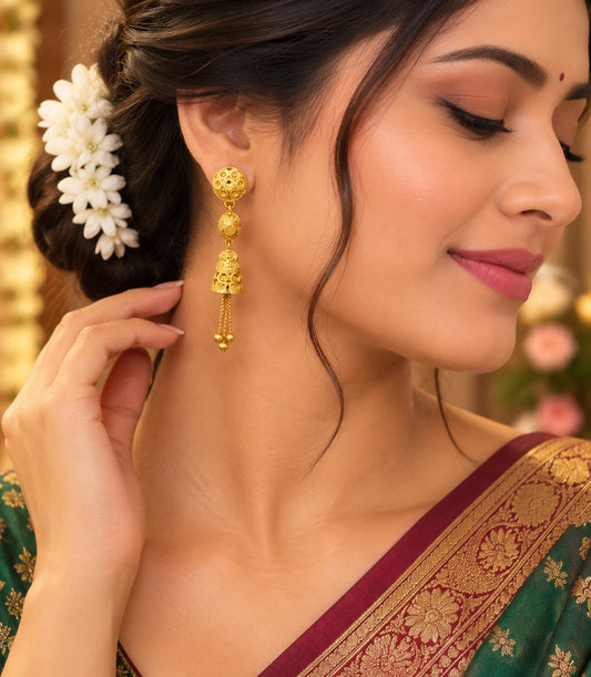 Gold Plated Designed Dangler Earrings