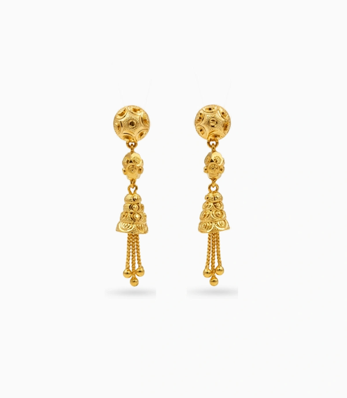 Gold Plated Bloom Tassel Dangler Earrings