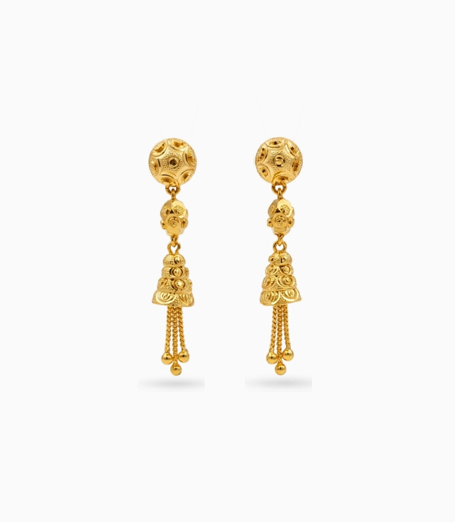 Gold Plated Bloom Tassel Dangler Earrings