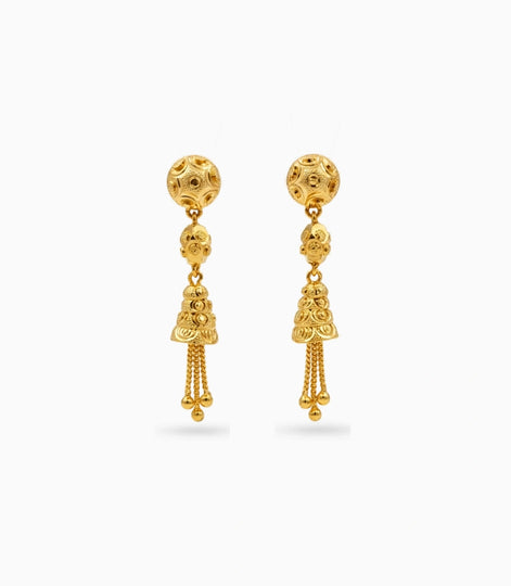 Gold Plated Bloom Tassel Dangler Earrings