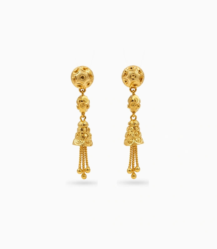 Gold Plated Bloom Tassel Dangler Earrings