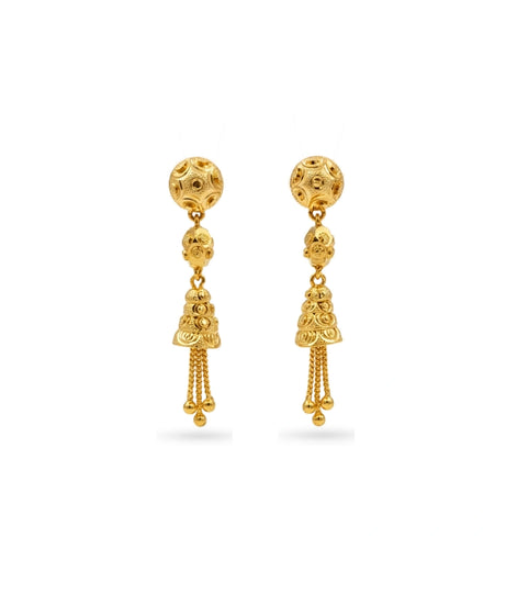 Gold Plated Bloom Tassel Dangler Earrings