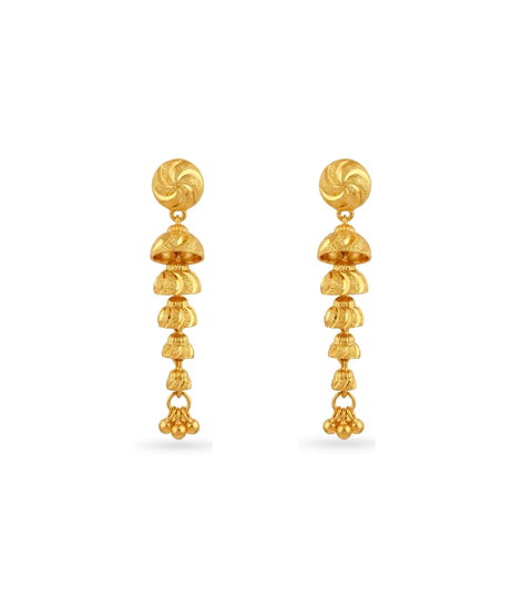 Gold Plated Long Jhumka Dangler Earrings