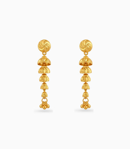 Gold Plated Long Jhumka Dangler Earrings