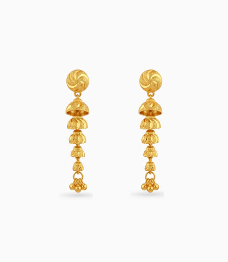Gold Plated Long Jhumka Dangler Earrings