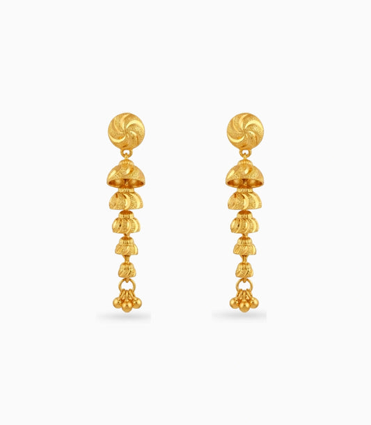 Gold Plated Long Jhumka Dangler Earrings