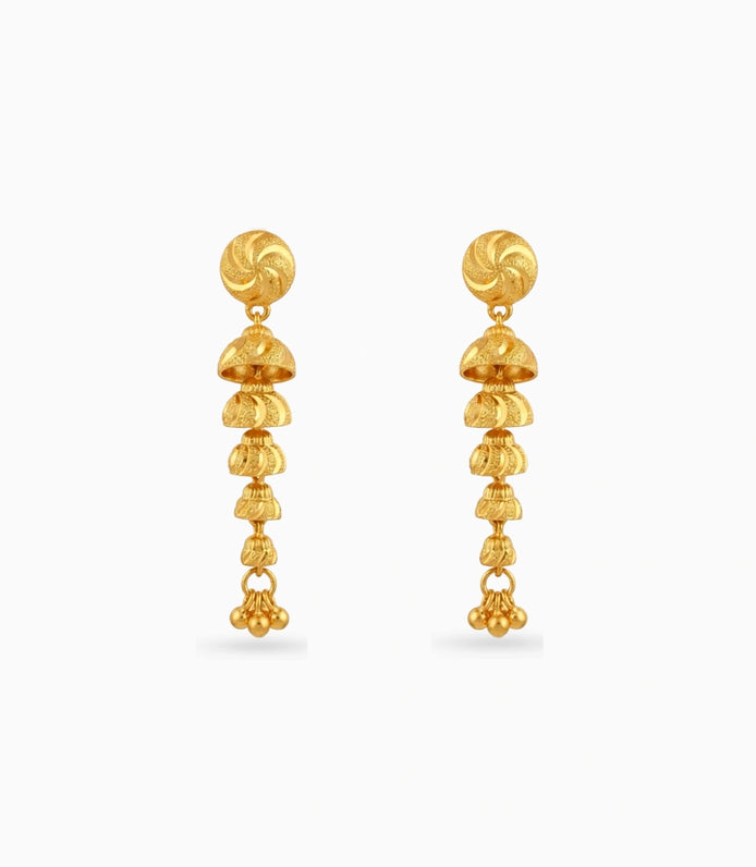 Gold Plated Long Jhumka Dangler Earrings