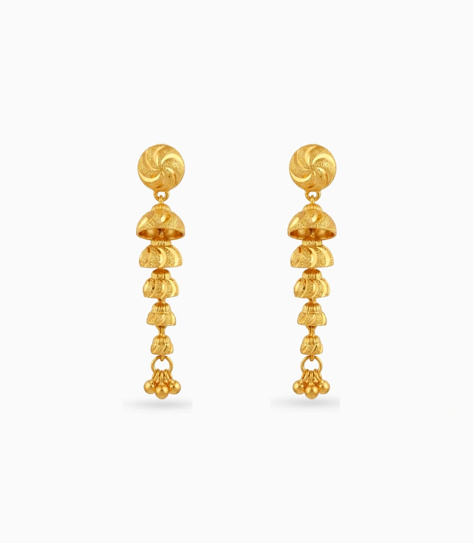Gold Plated Long Jhumka Dangler Earrings