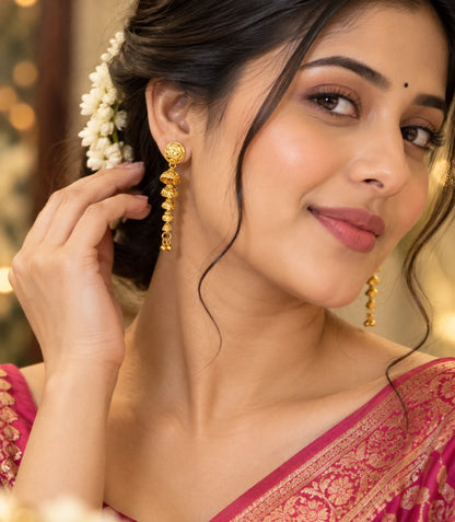 Gold Plated Long Dangler Earrings
