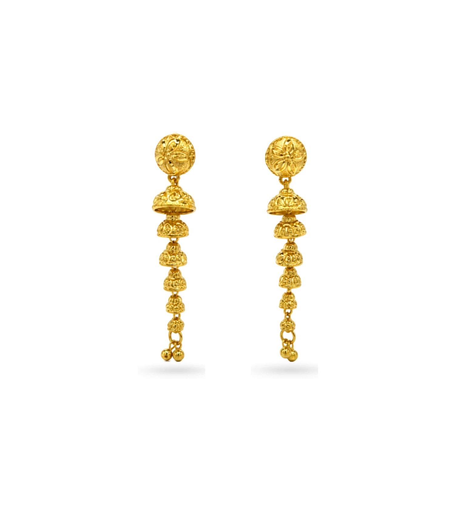 Gold Plated Long Floral Dangler Earrings