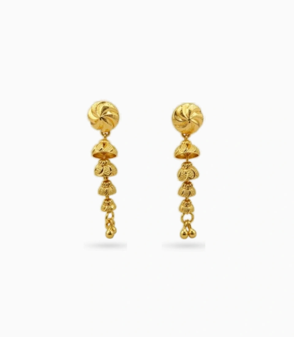 Gold Plated Spiral Charm Dangler Earrings