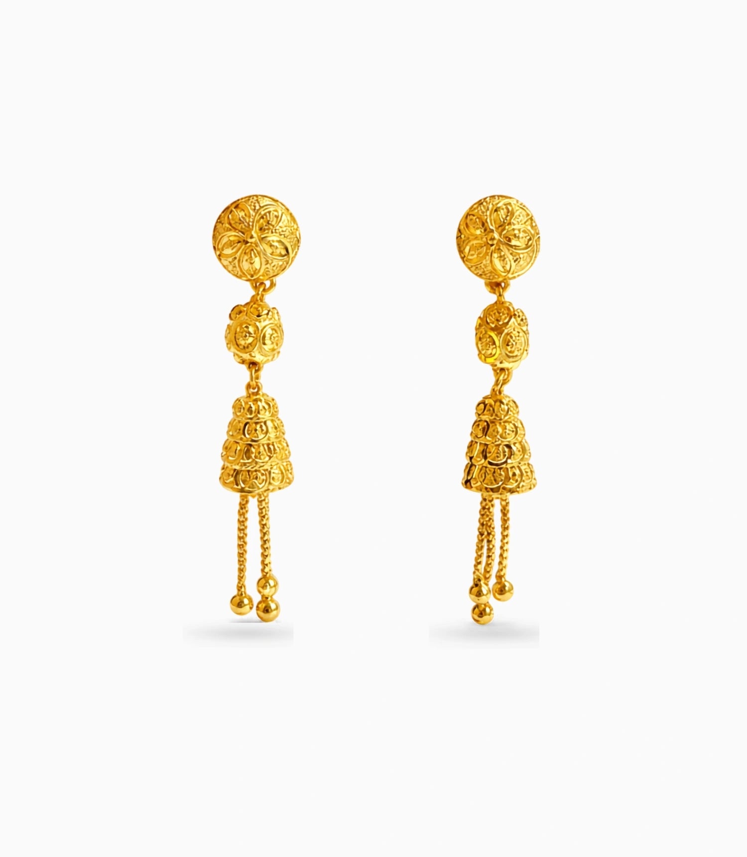 Gold Plated Swirl Drop Dangler Earrings