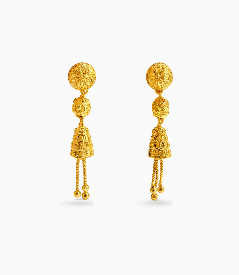 Gold Plated Swirl Drop Dangler Earrings