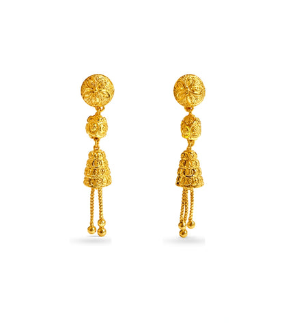 Gold Plated Swirl Drop Dangler Earrings