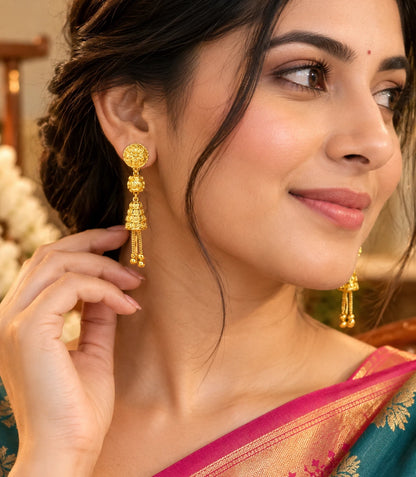 Gold Plated Swirl Drop Dangler Earrings