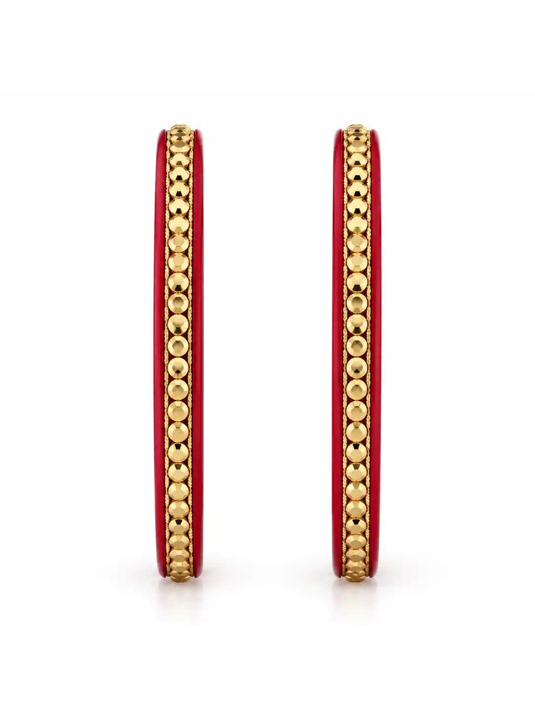 Gold Plated Casual Red Pola Bangle Set