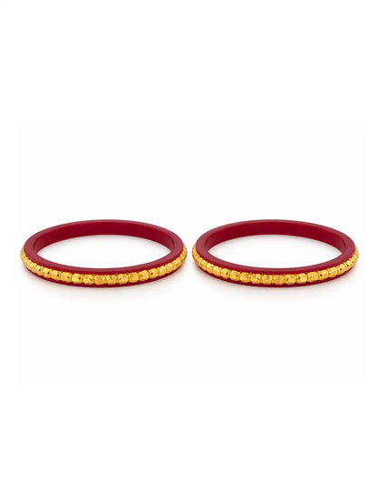 Gold Plated Traditional Red Pola Bangle Set