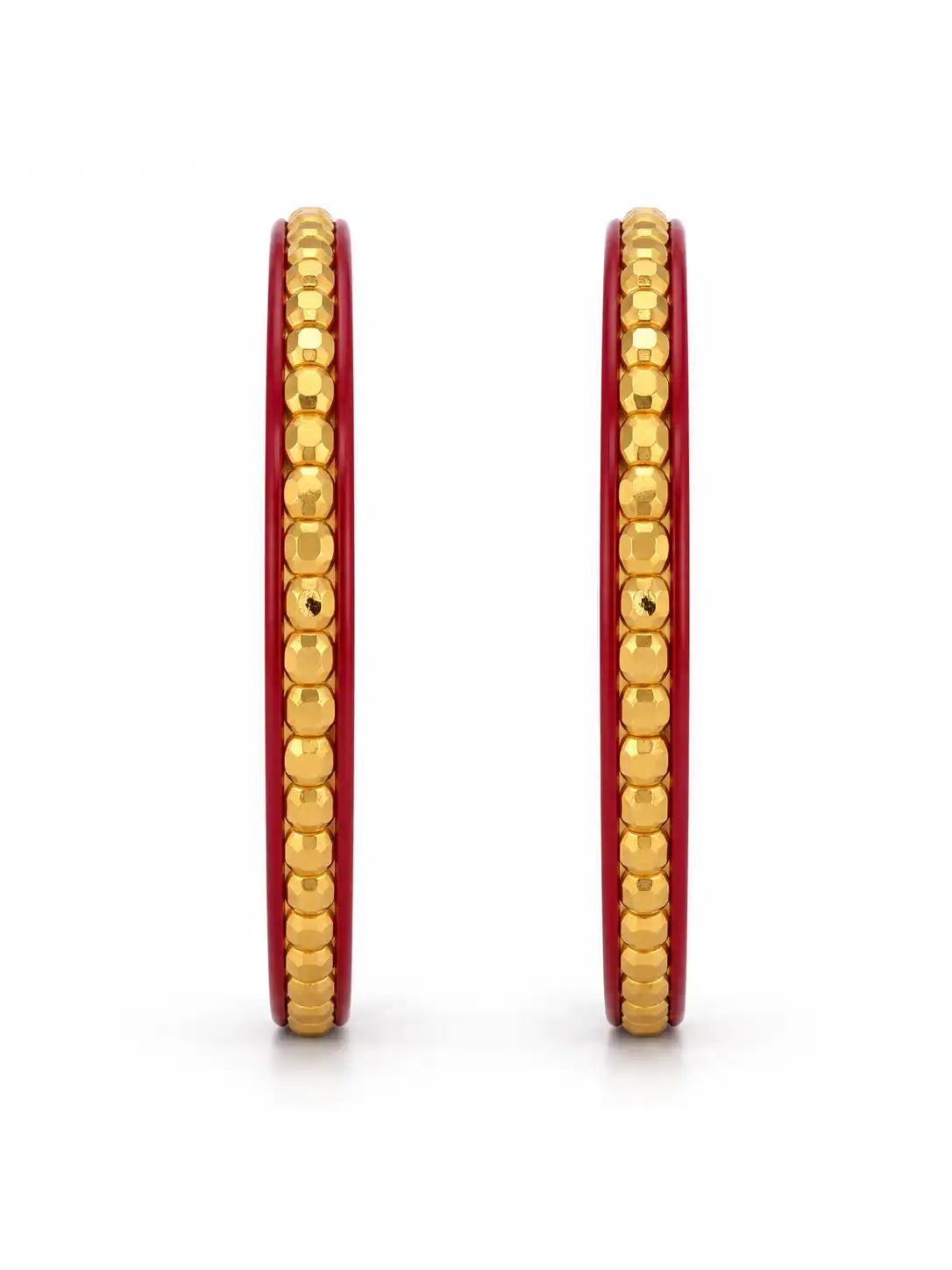 Gold Plated Traditional Red Pola Bangle Set