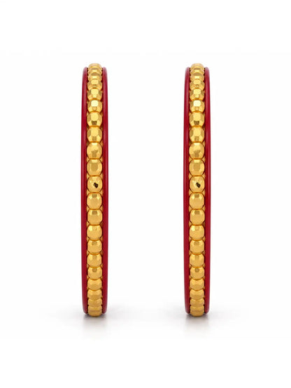 Gold Plated Traditional Red Pola Bangle Set
