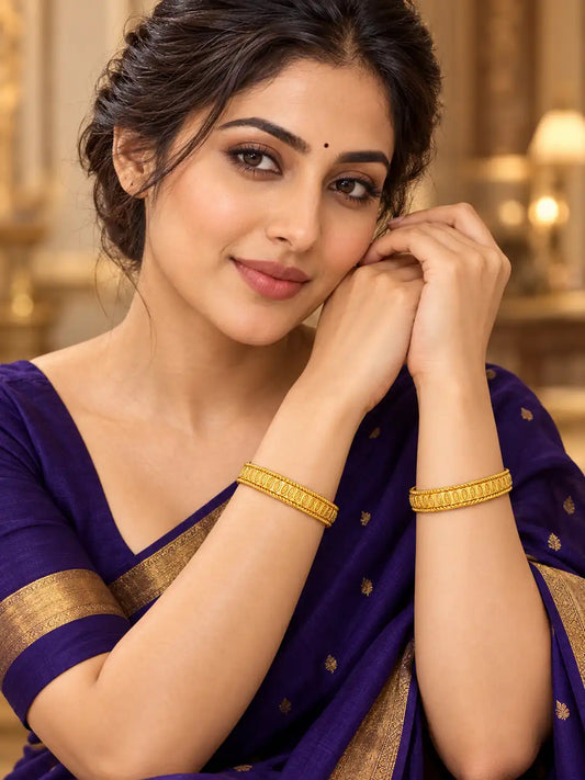 Gold Plated Everyday Coin Motif Bangle Set