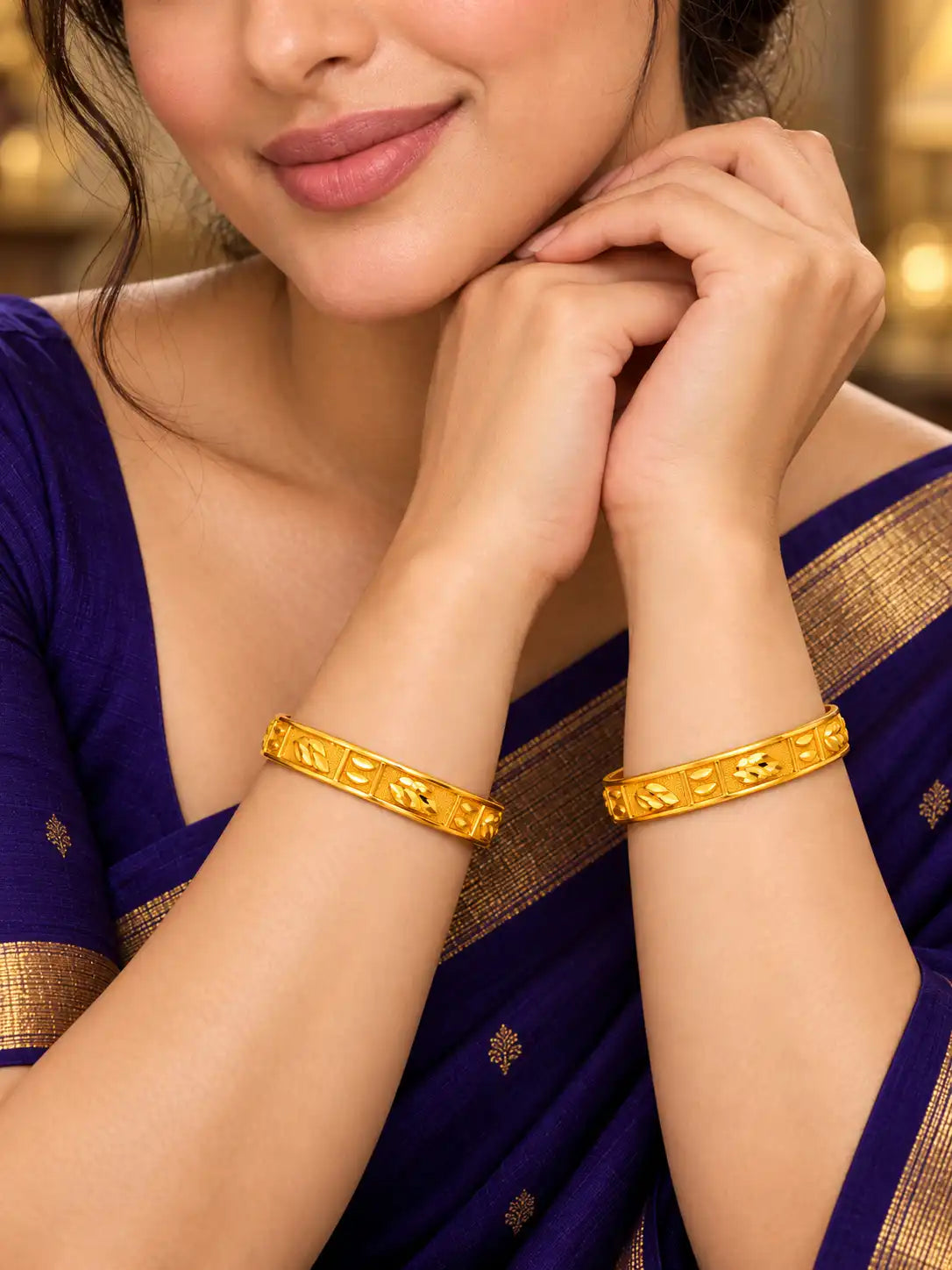 Gold Plated Festive Delicate Leaf Bangle Set