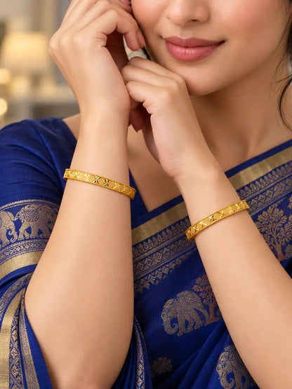 Gold Plated Festive Diamond Square Bangle Set