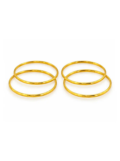Gold Plated Everyday Slim Sleek Bangle Set