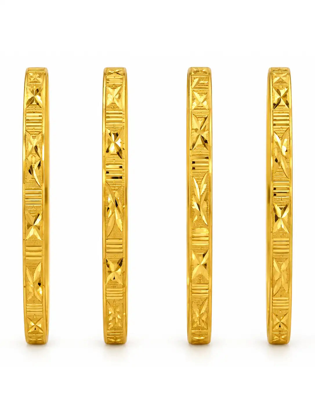 Gold Plated 2 Pair Regular Bangle Set