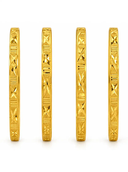 Gold Plated 2 Pair Regular Bangle Set