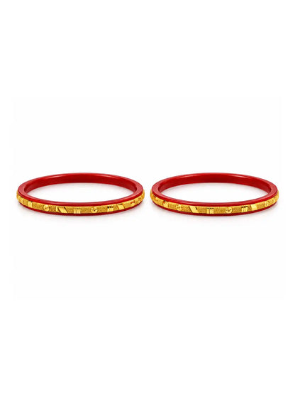 Gold Plated Red Pola Bangle Set