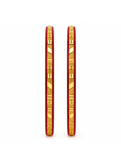 Gold Plated Red Pola Bangle Set