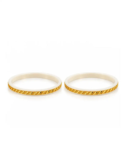 Gold Plated Linear White Sakha Bangle Set
